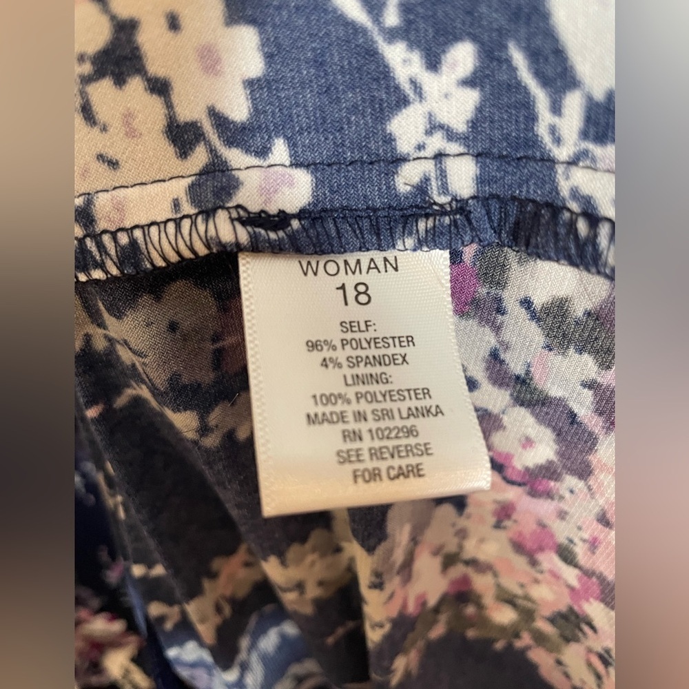 NWT Roz & Ali Floral Short Sleeve Midi Dress Women’s Size 18 Stretch Pockets $50 - Picture 5 of 8